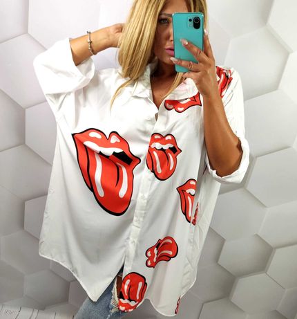 Koszulowa tunika wzory język Rolling Stones i wzory 50/52/54/56