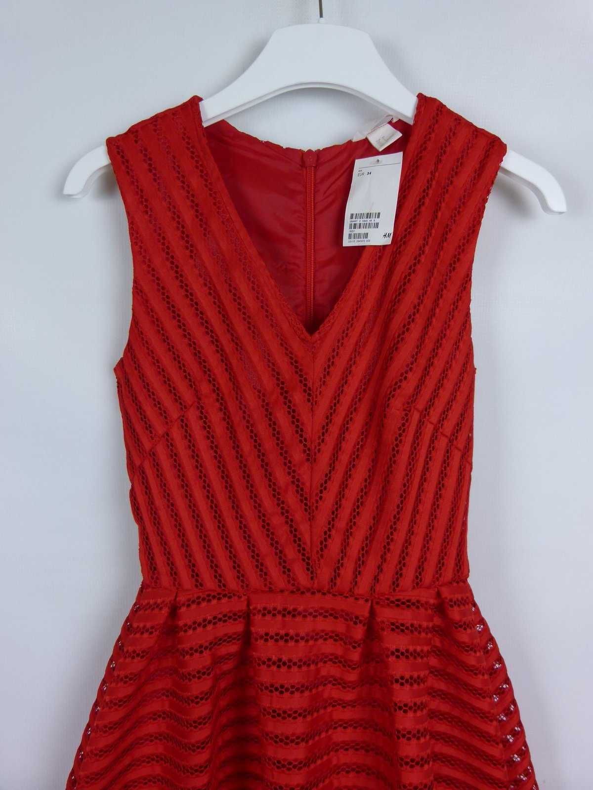 H&M rozkloszowana sukienka mini red / XXS z metką