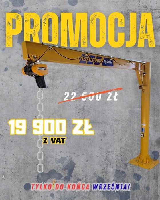Żurawik warsztatowy słupowy wciągnik, nowy Promocja do końca Września