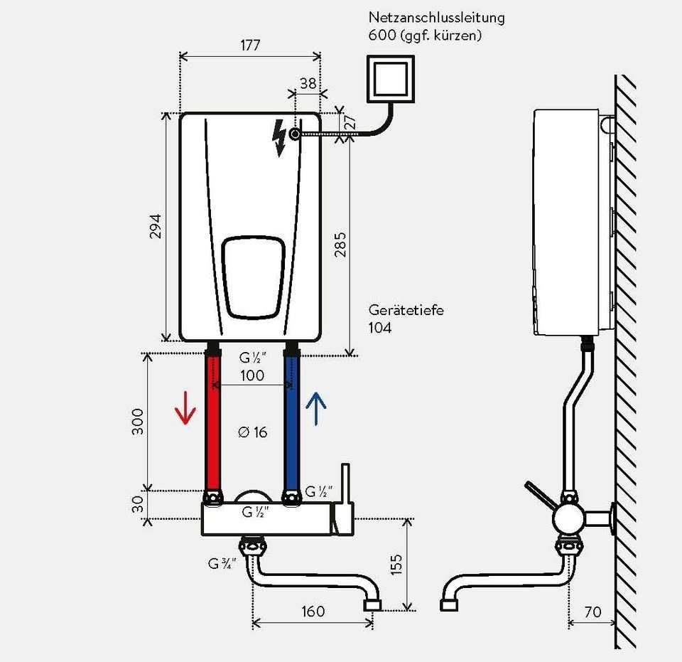 Esquentador eléctrico compacto instantâneo Clage