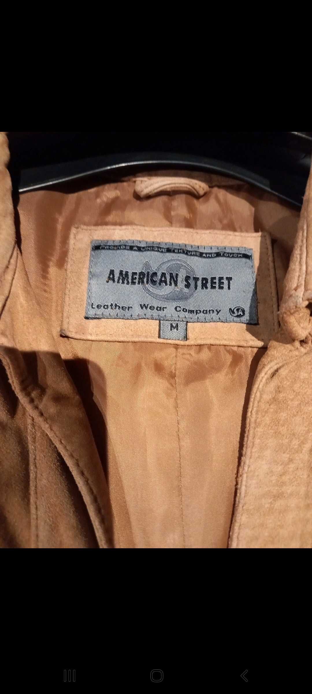 Casaco comprido em pele genuína,  camel, M - American Street