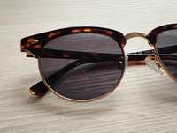 Brązowe czarne okulary przeciwsłoneczne H&M złote okucia