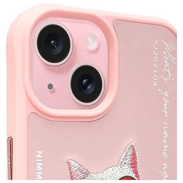 Etui Nimmy Glasses Cool Cat na iPhone 15 - różowe