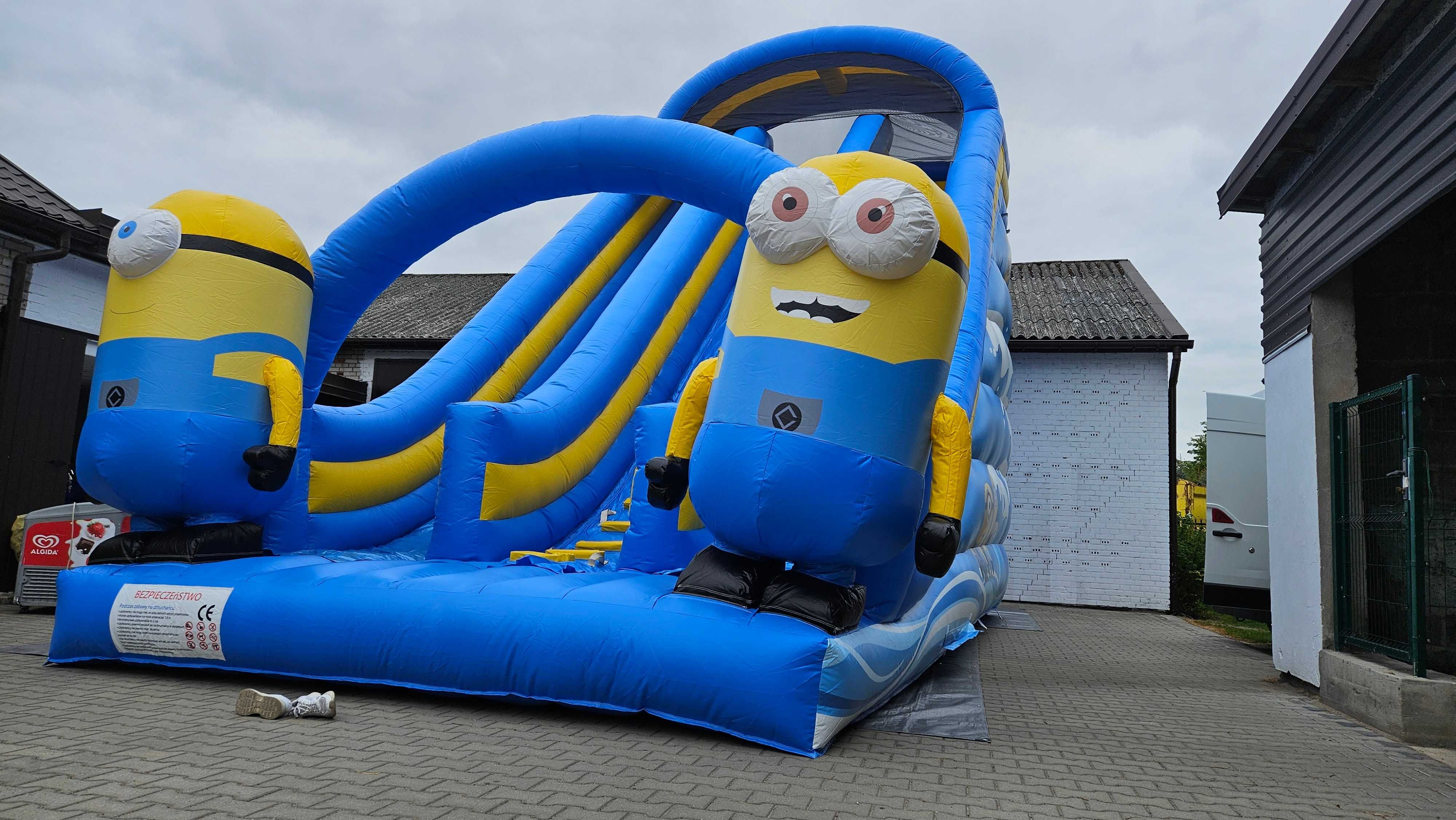 Nowy Duży Dmuchaniec Minionki  8 Metrów wysokości podwójny ślizg