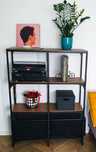 Regał ikea czarny metalowy z drewnem loft