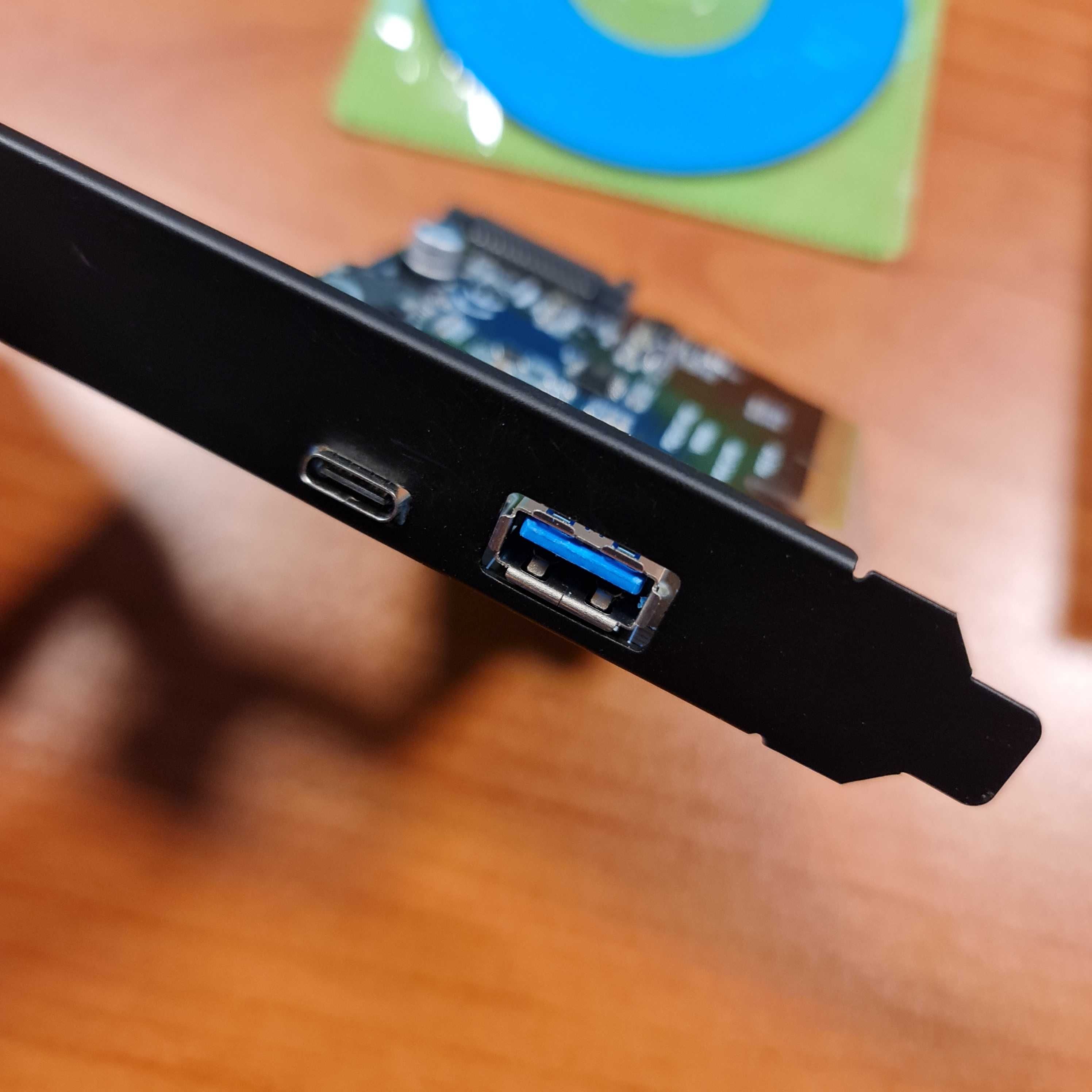 Placa interna PCI-E com USB-A e USB-C 3.1 ASMedia 3142 nova