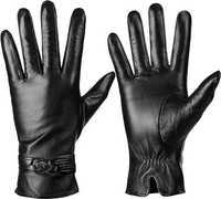 Nowe zimowe rękawiczki z prawdziwej skóry owczej / czarne !S! 060-1-S!