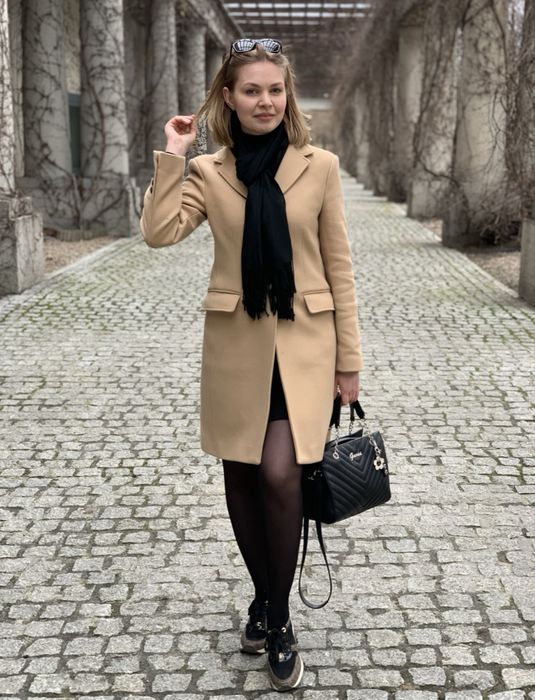 Wełniany płaszcz zimowy/ jesienny zara