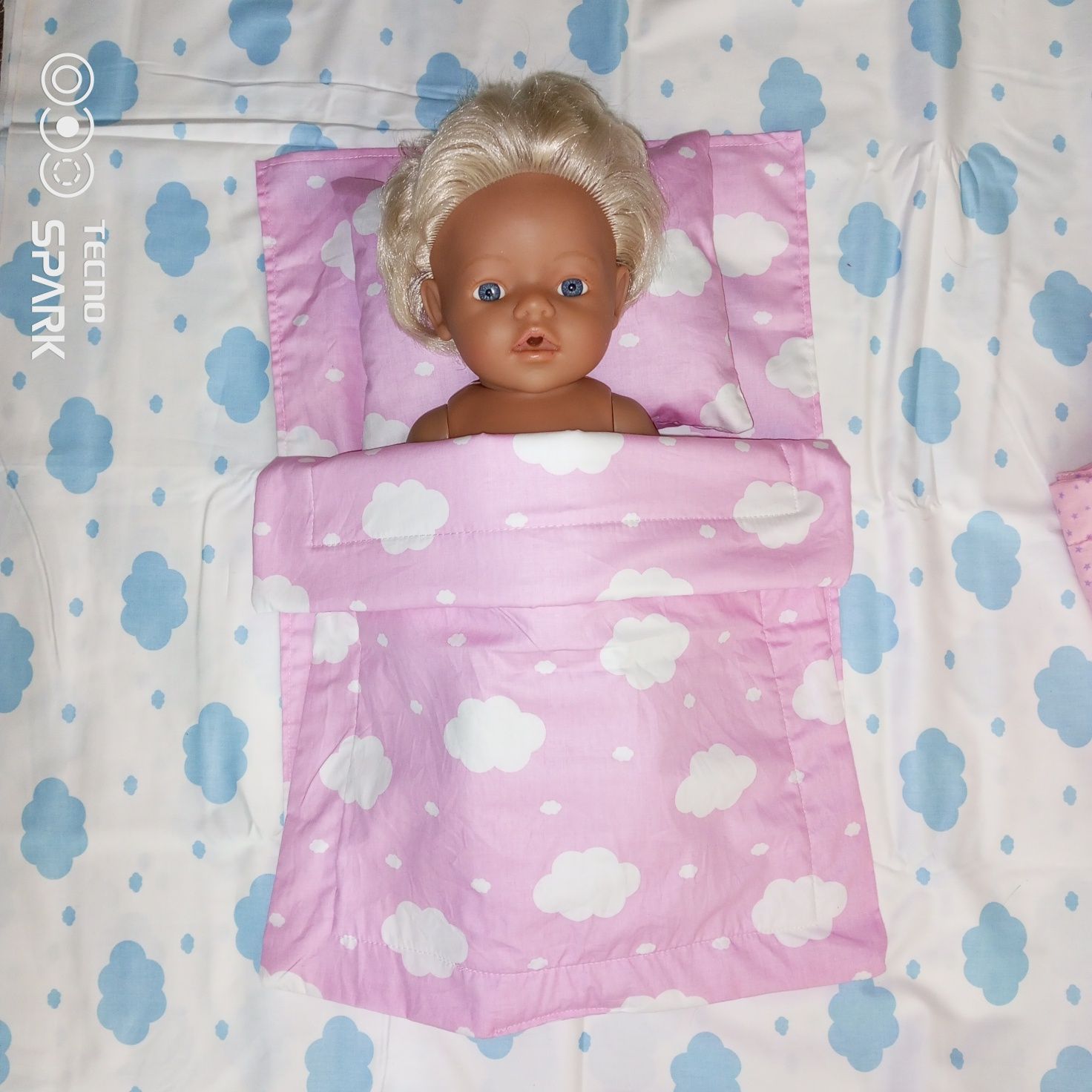 Іграшкова постіль для бебі Борн пупса в ліжечко пледик плюшевий  baby
