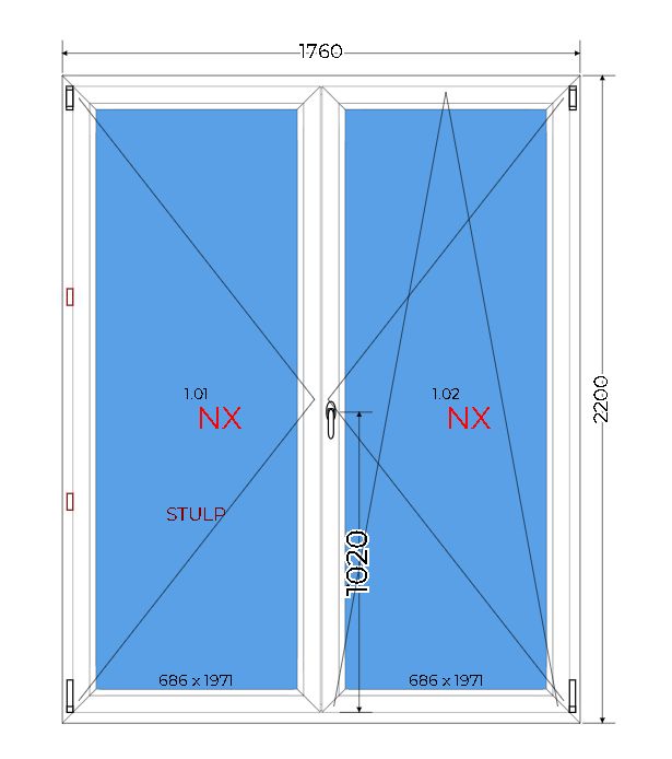 Okno 1760x2200 / 176x220 Balkonowe SŁ Ruch. - Tanio / SKLADOKIEN.PL