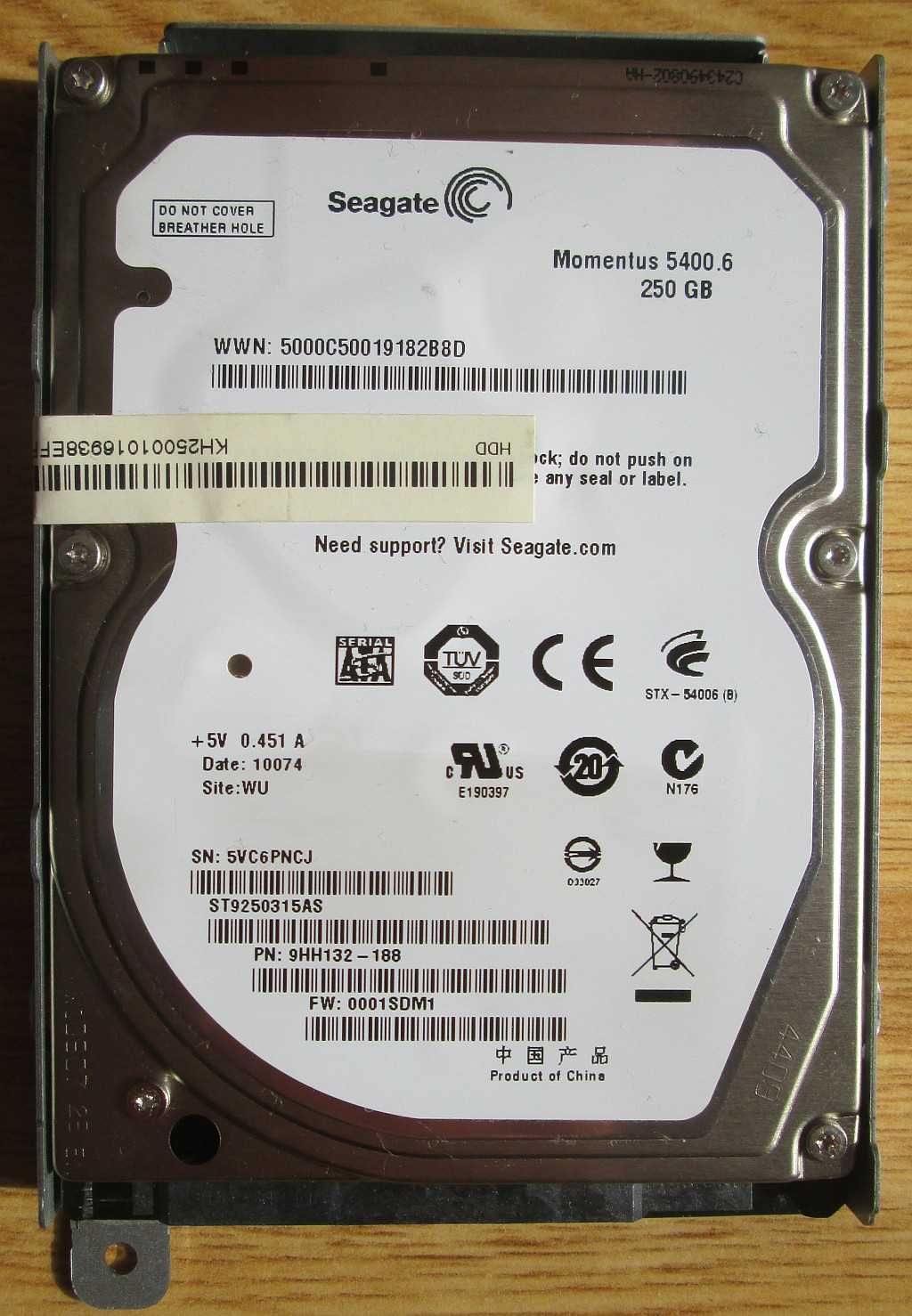 Dysk Seagate 250 GB 2.5" SATA II.