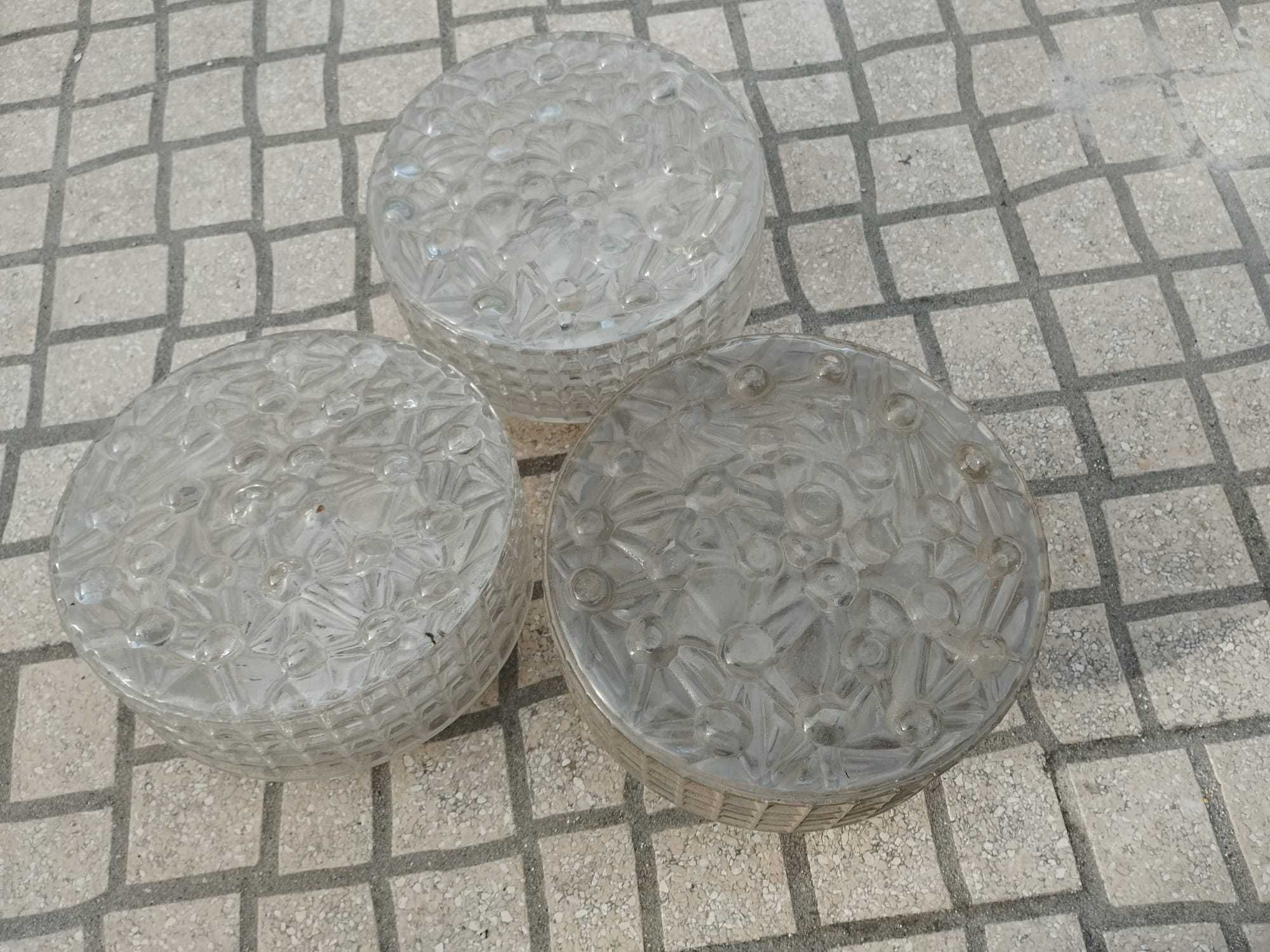 conjunto 3 Candeeiros para tecto em vidro e ferro