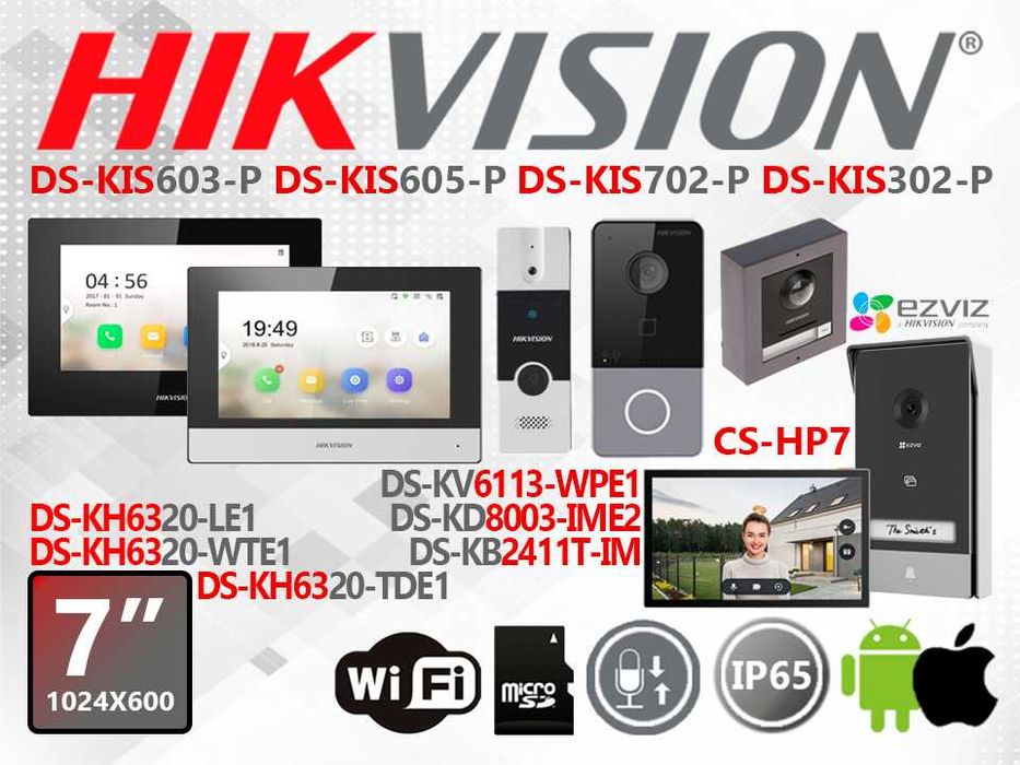 IP домофон Hikvision DS-KIS605-P 702 (KV6113-WPE1 KH6320-TE1) 3 6 L