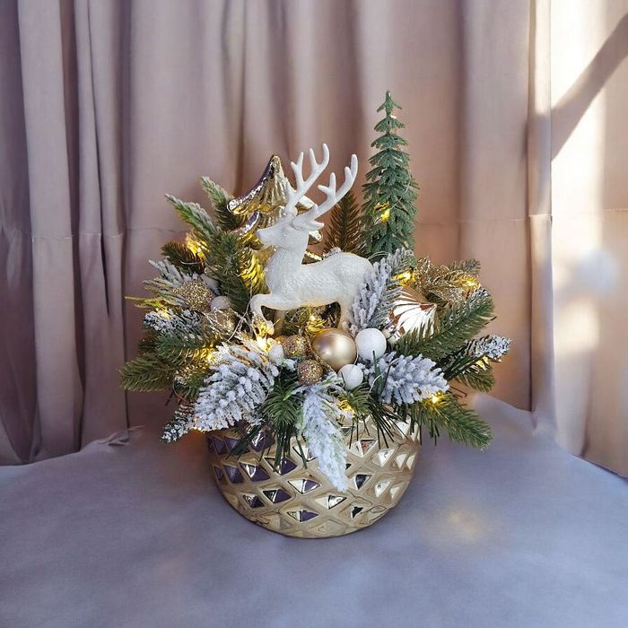 Stroik świąteczny, złoto, glamour, Boże Narodzenie, renifer