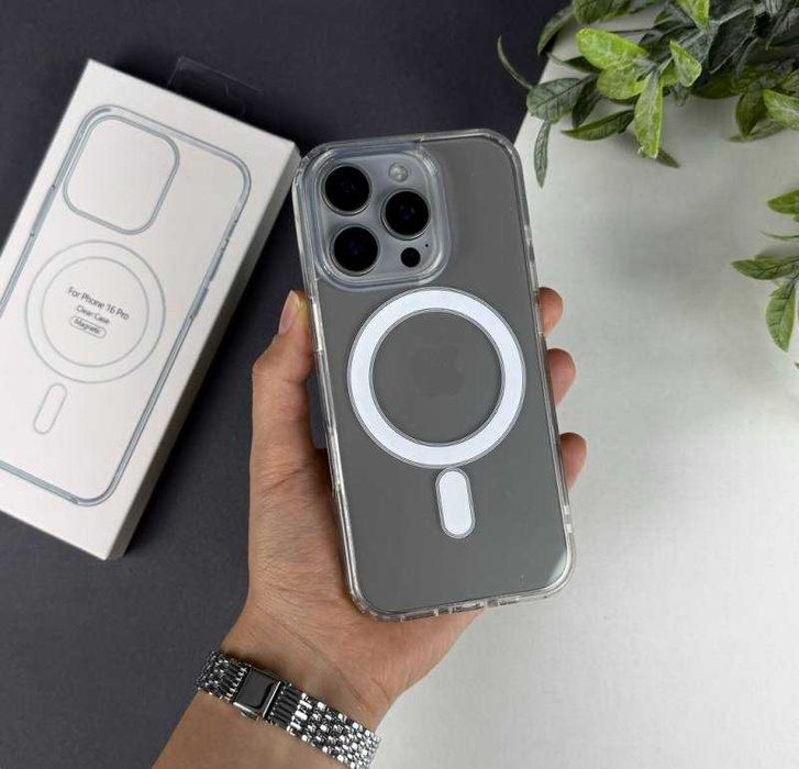 Чехол прозрачный з magsafe на iphone 15 pro max, 16 pro max, 14 pro