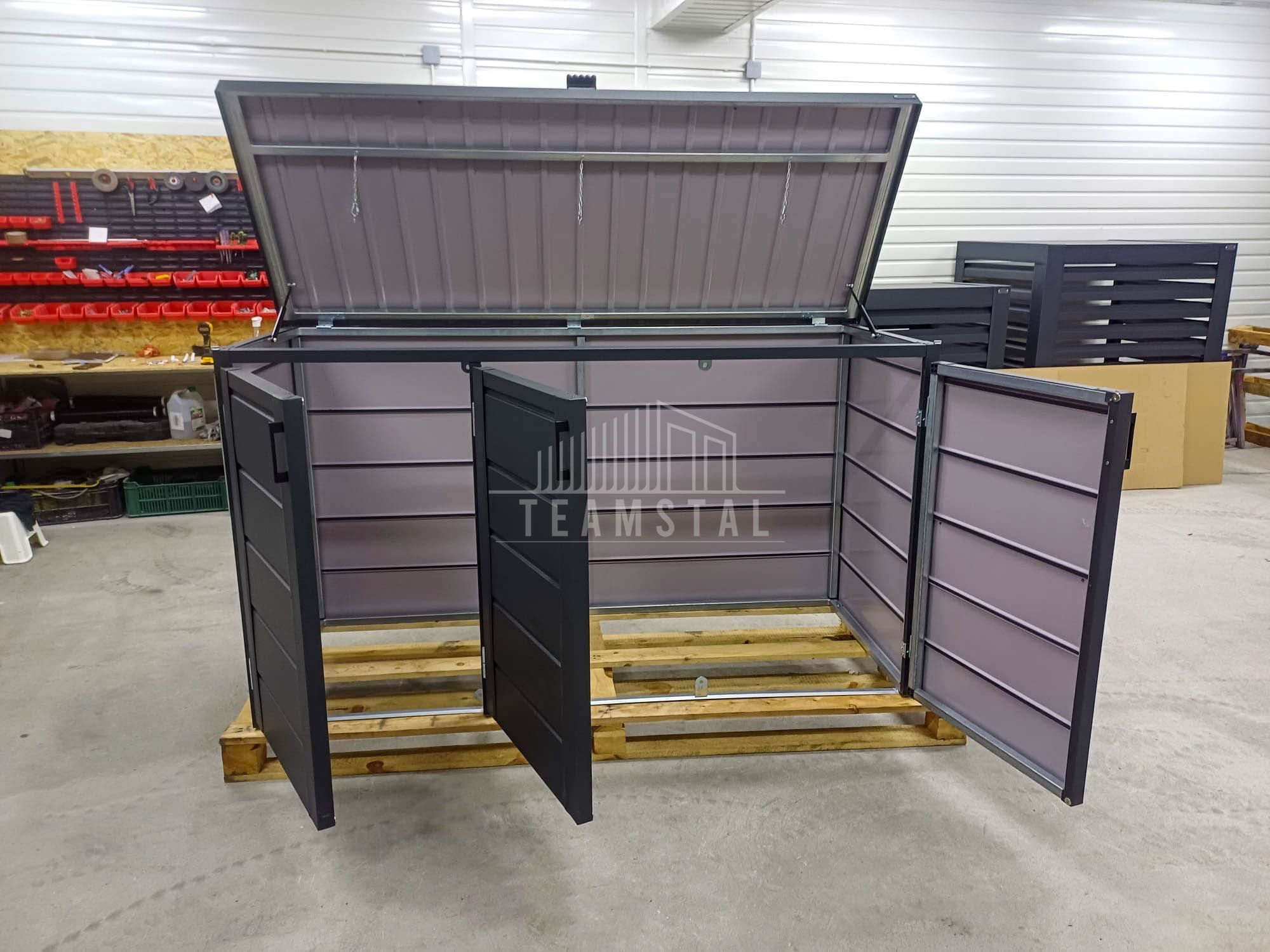 Zabudowa koszy na śmieci wiata obudowa 207x80x120 cm 3x240L TS1015