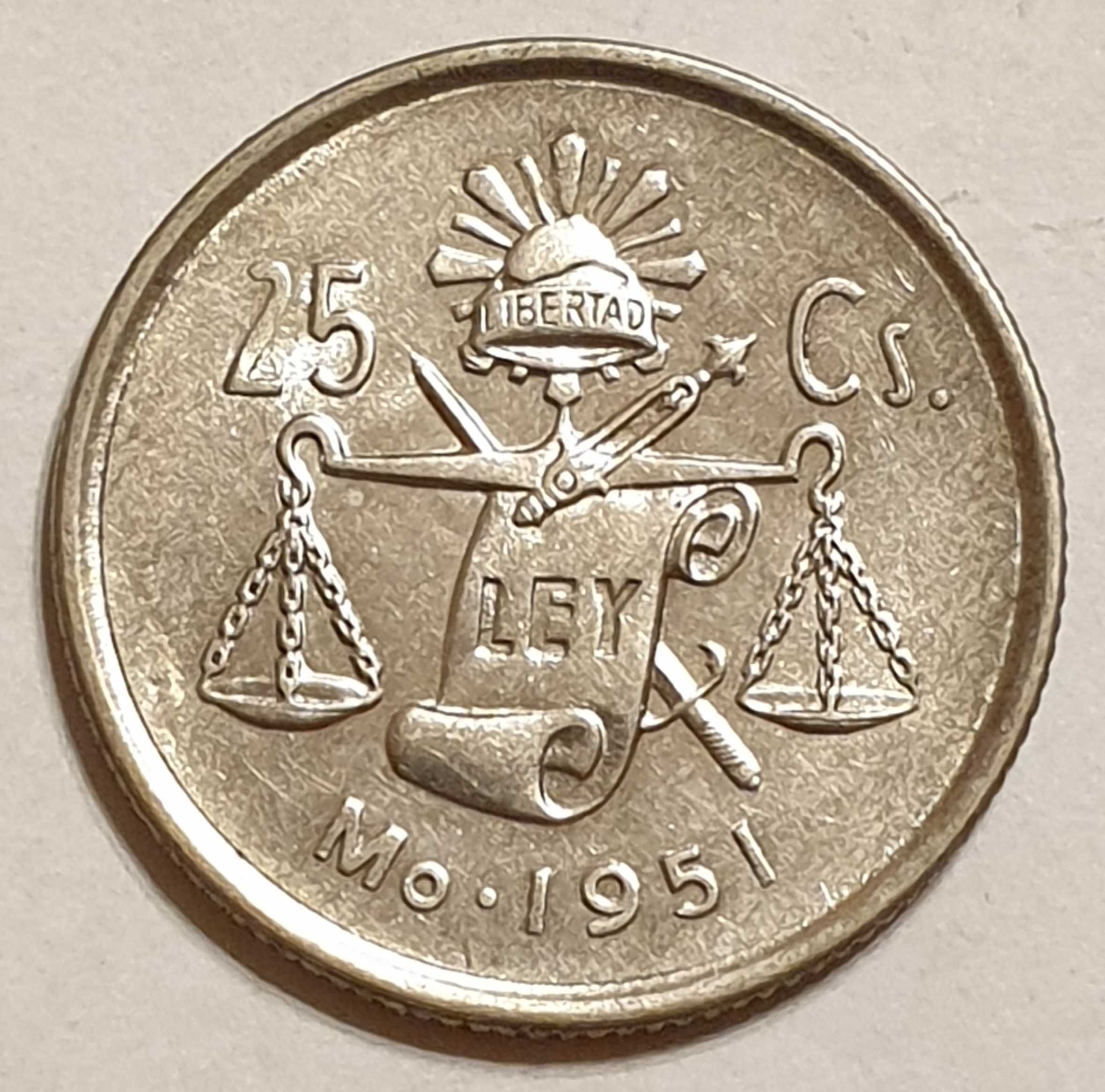 Meksyk 25 centavos 1951 srebro