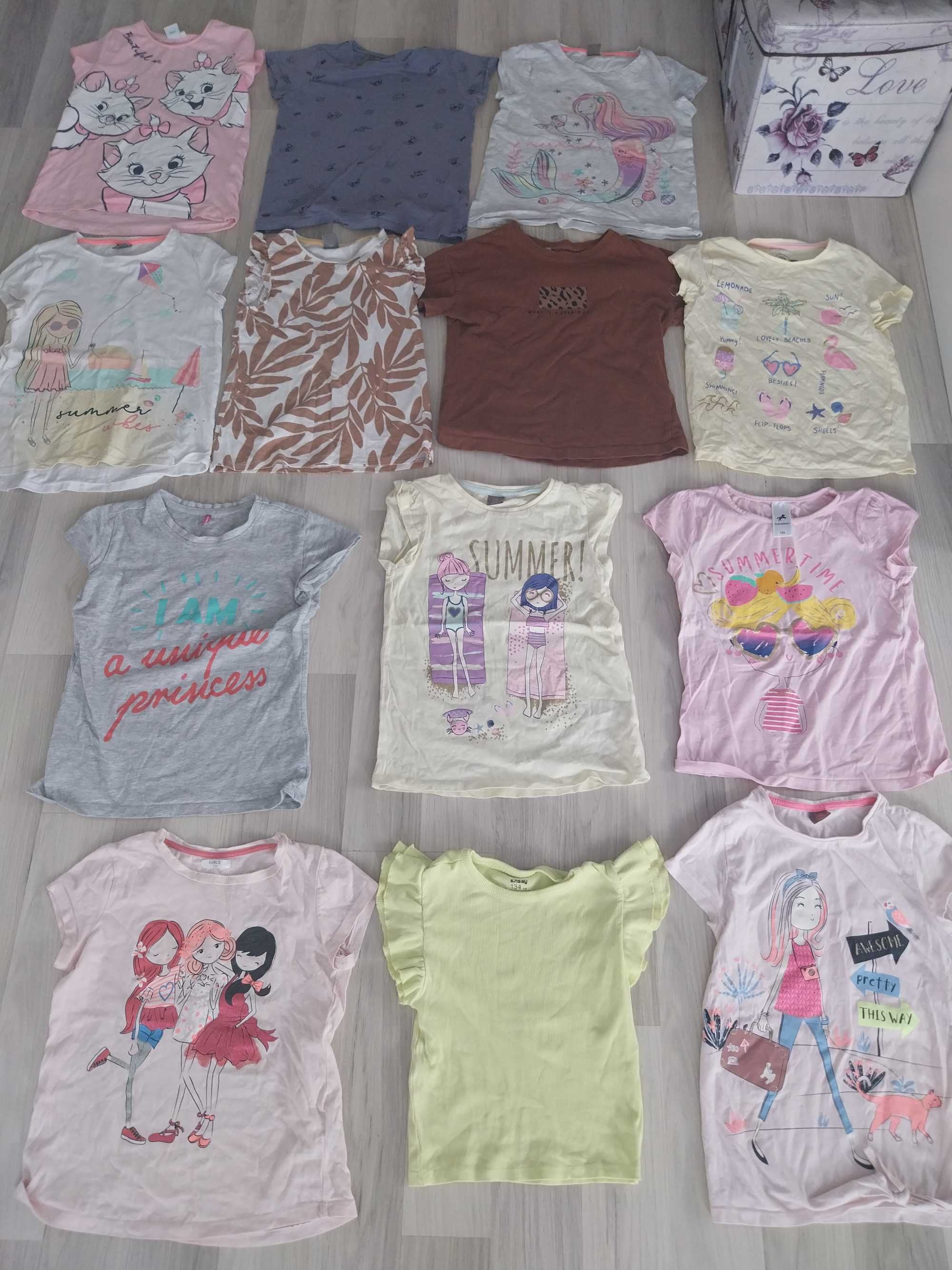 Zestaw koszulki t-shirt krótki rękaw rozmiar 134 dziewczynka