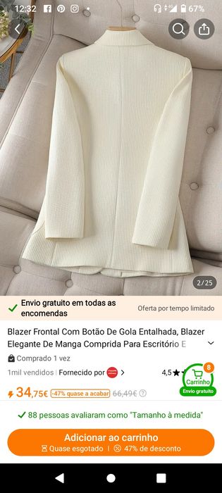 Blazer frontal da temu