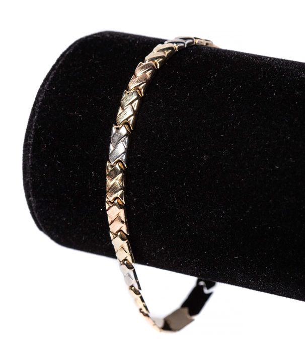 Złota Biżuteria - bransoletka, trzy kolory złota, 4,98 g, Au 585