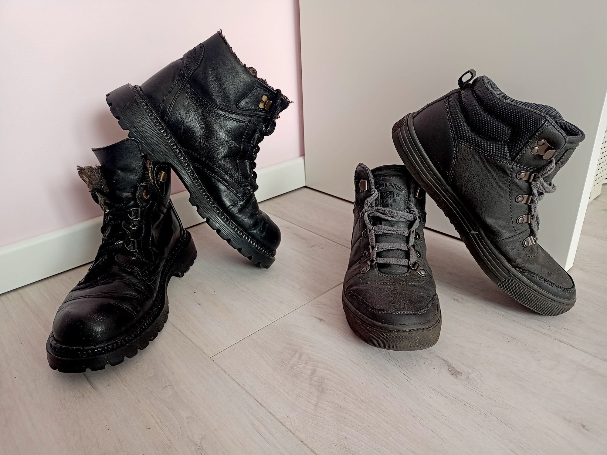 Buty 41 męskie zimowe trapery sneakersy powyżej kostki czarne szare