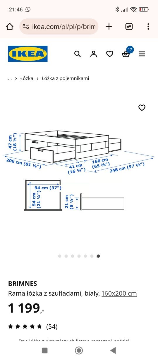 Sprzedam łóżko Ikea 160x200