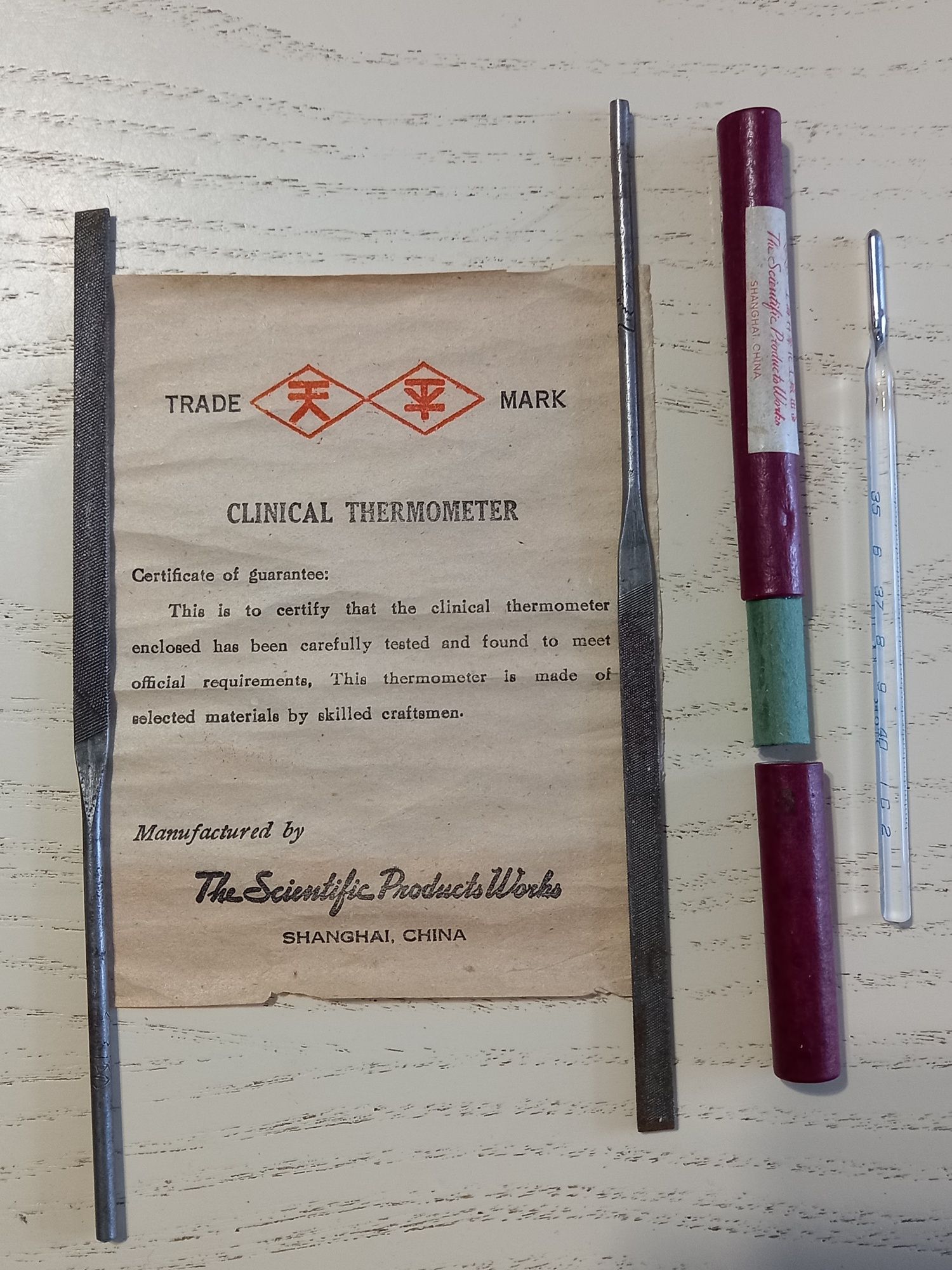 Термометр - градусник медициеский Китай Шанхай 1959г.в. Раритет Винтаж