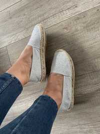 Srebrne espadryle 36 cekinki