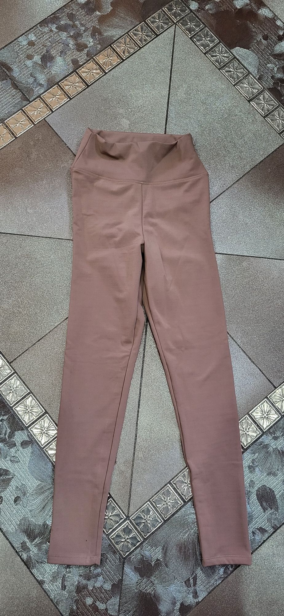 2 pary legginsy czarne beż push up na pupie wysoki stan premium S