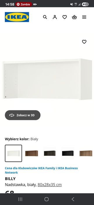 Nadstawka do Regału Ikea Billy 80x35x28 biała