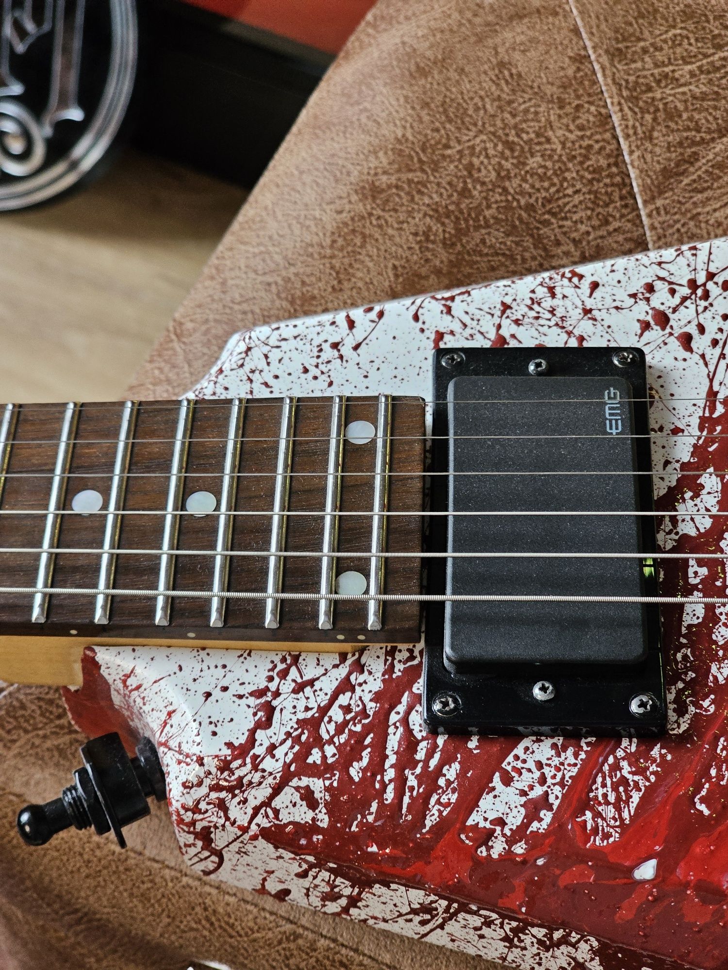 Washburn V Gary Holt signed autograf Custom Belfegor Blood Splatter