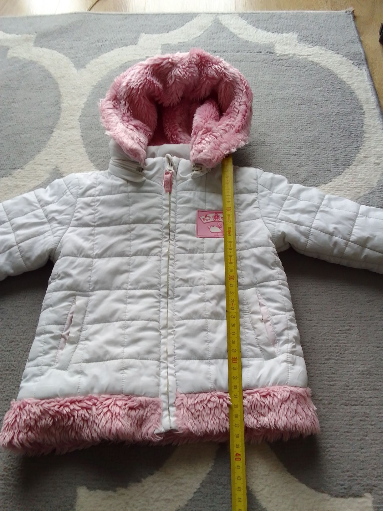 Cool club Smyk rozm 92 kurtka zimowa dla dziewczynki biało różowa fute