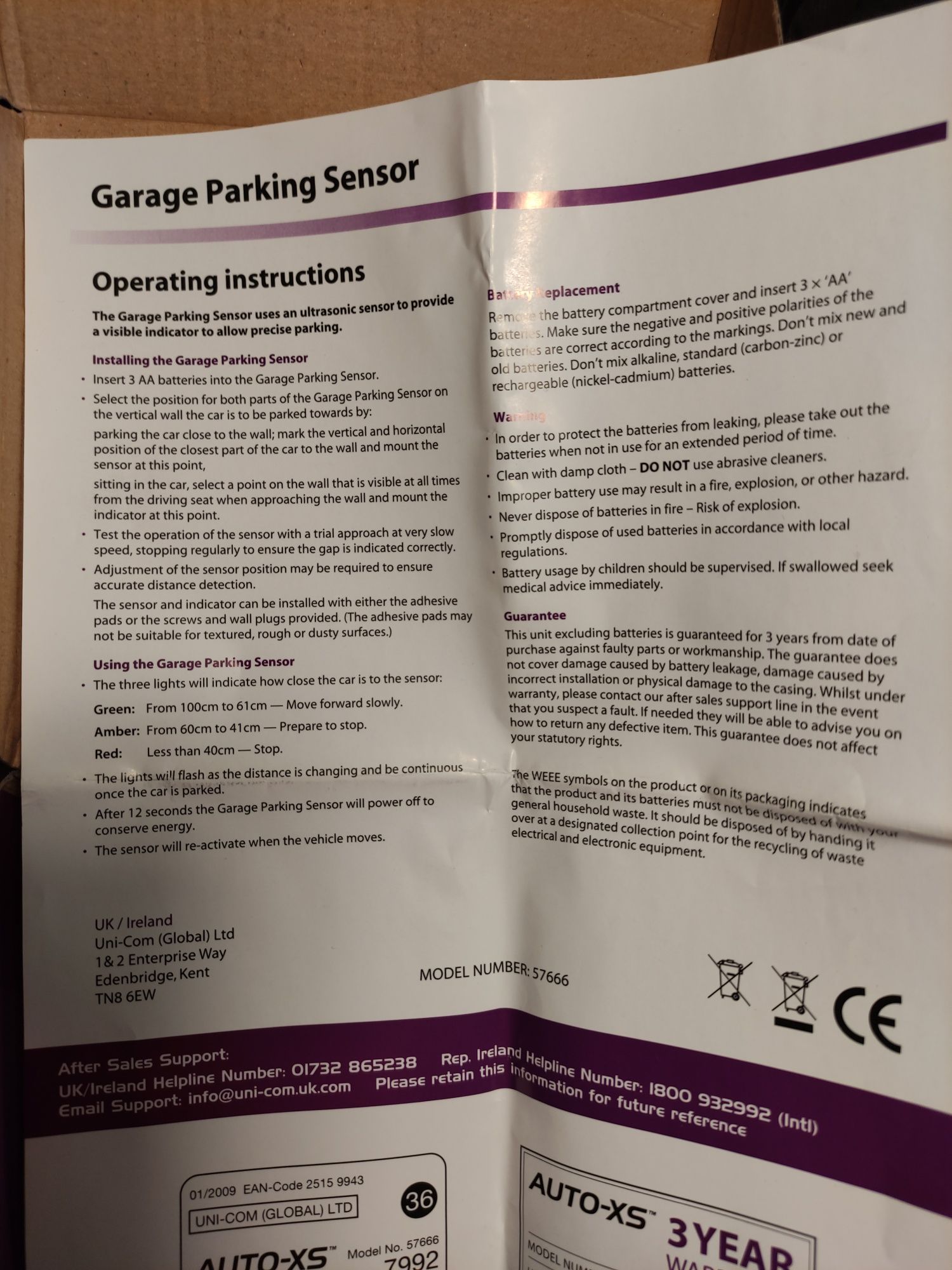 Sensores de estacionamento para parede de garagem