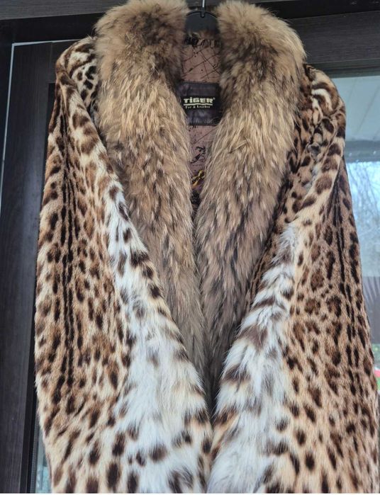 Шуба автоледі оцелот,рись оверсайз,не норка