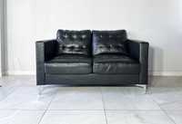 Чорний шкіряний диван - двійка / шкіряні дивани / меблі з Європи