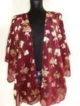 Kimono narzutka bolero bordowe złoty wzór kwiaty Antology 56 8XL