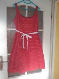 Sukienka czerwona groszki bawełna C&A