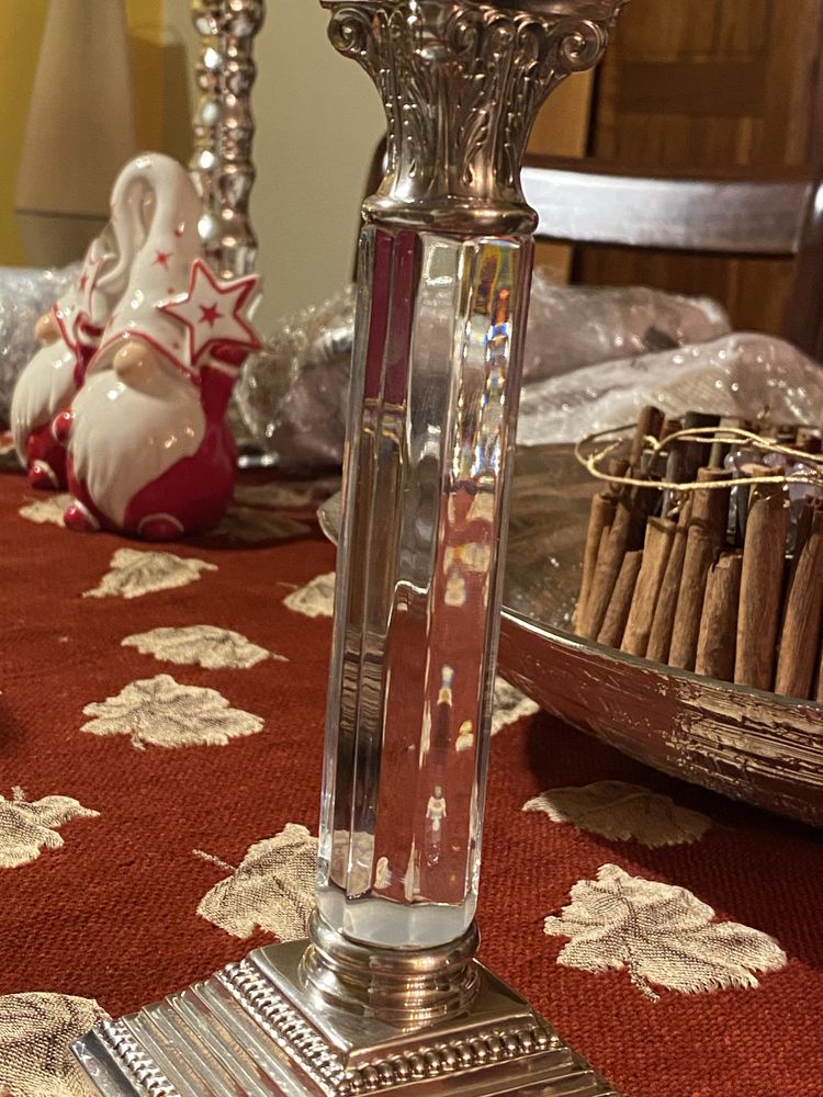 Castiçal Topázio Casquinha e Cristal
