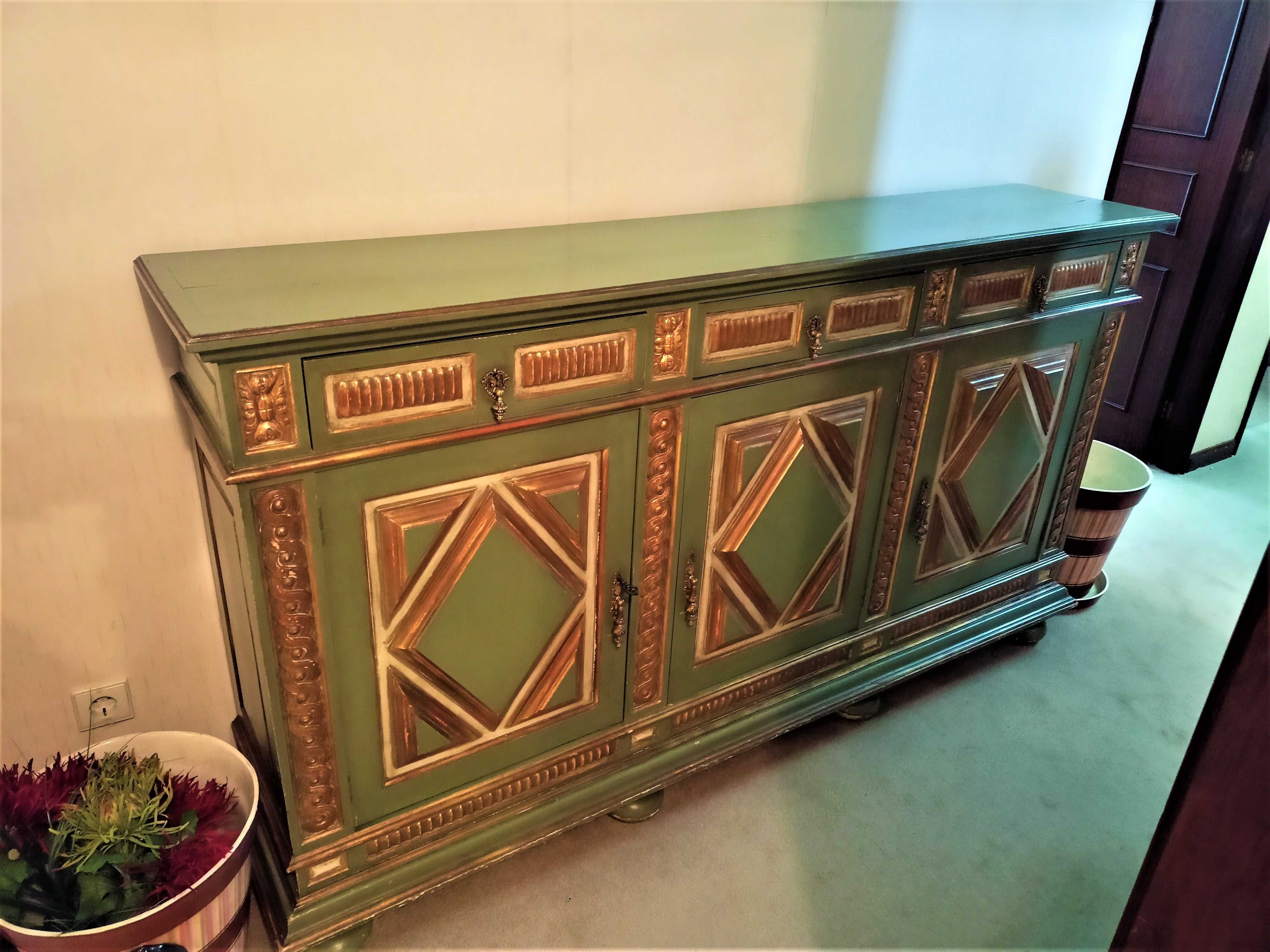Móvel Aparador Verde Dourado