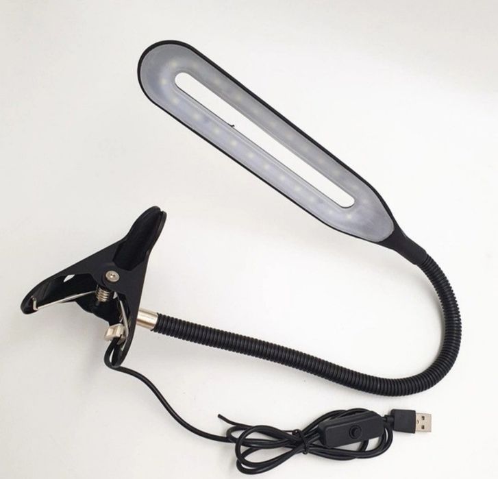 Настільна лампа світлодіодна LED на прищіпці від 220v та Повербанка