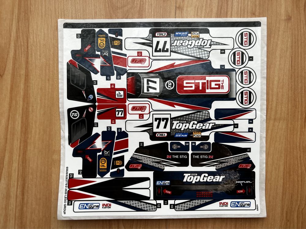 Naklejki do zestawu Lego Technic 42109 - Auto wyścigowe  Top Gear