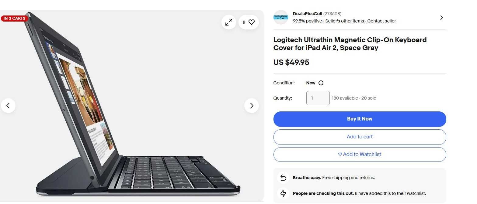 iPad Air 2 128Gb Wi-Fi LTE + Logitech Ultrathin Magnetic Keyboard