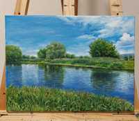 Картина олією "Річка Ірпінь" 30 х40 см