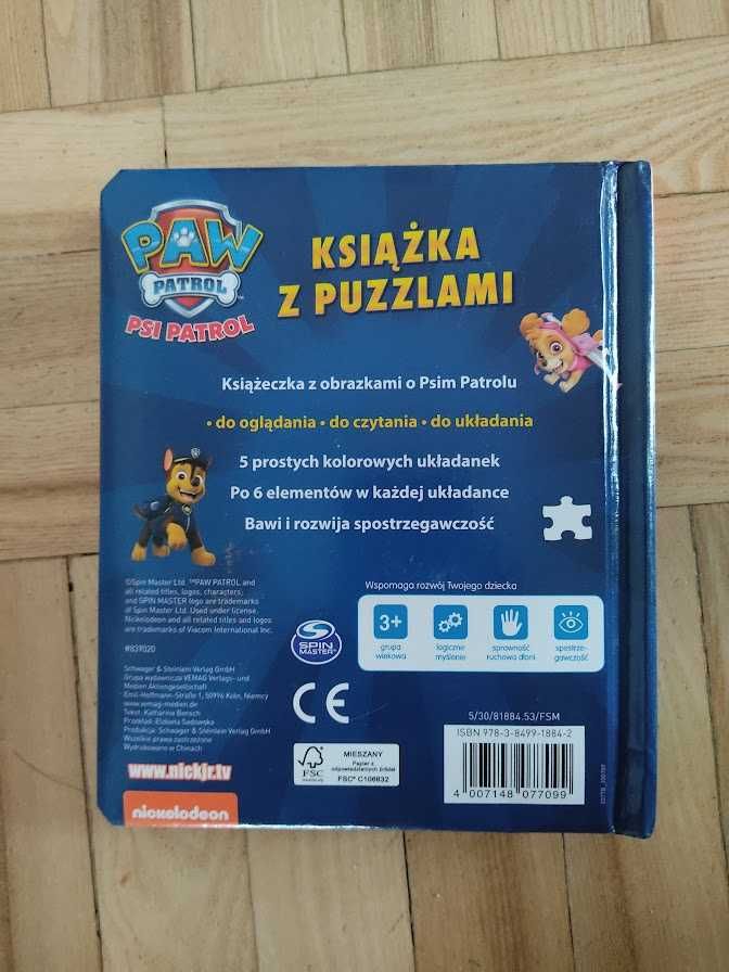 Psi Patrol książka z puzzlami, 5 układanek