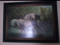 Duży obraz w ramie ,, Konie w biegu,, M. Ruiz