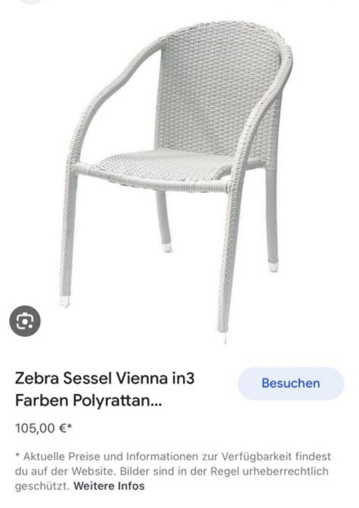 2 luxusowe ZEBRA krzesla ogrodowe alumium + polirattan VIENNA