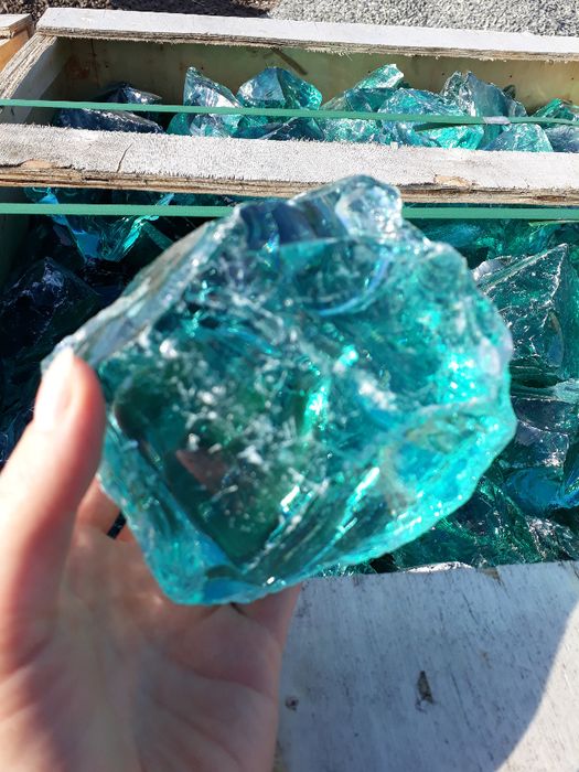 Bryły szklane lawa szkło do gabionów turkusowe 500KG BIG BAG KURIER