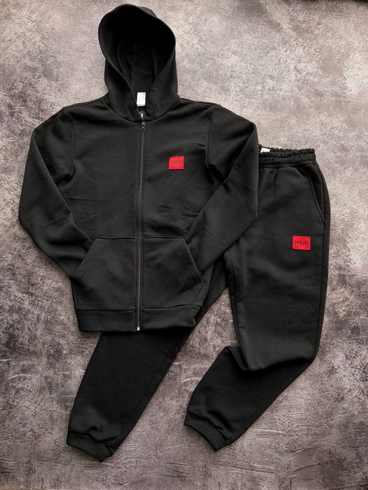 Спортивный Костюм Хуго на Флисе (С-ХХХЛ) Костюм зимний новый черный