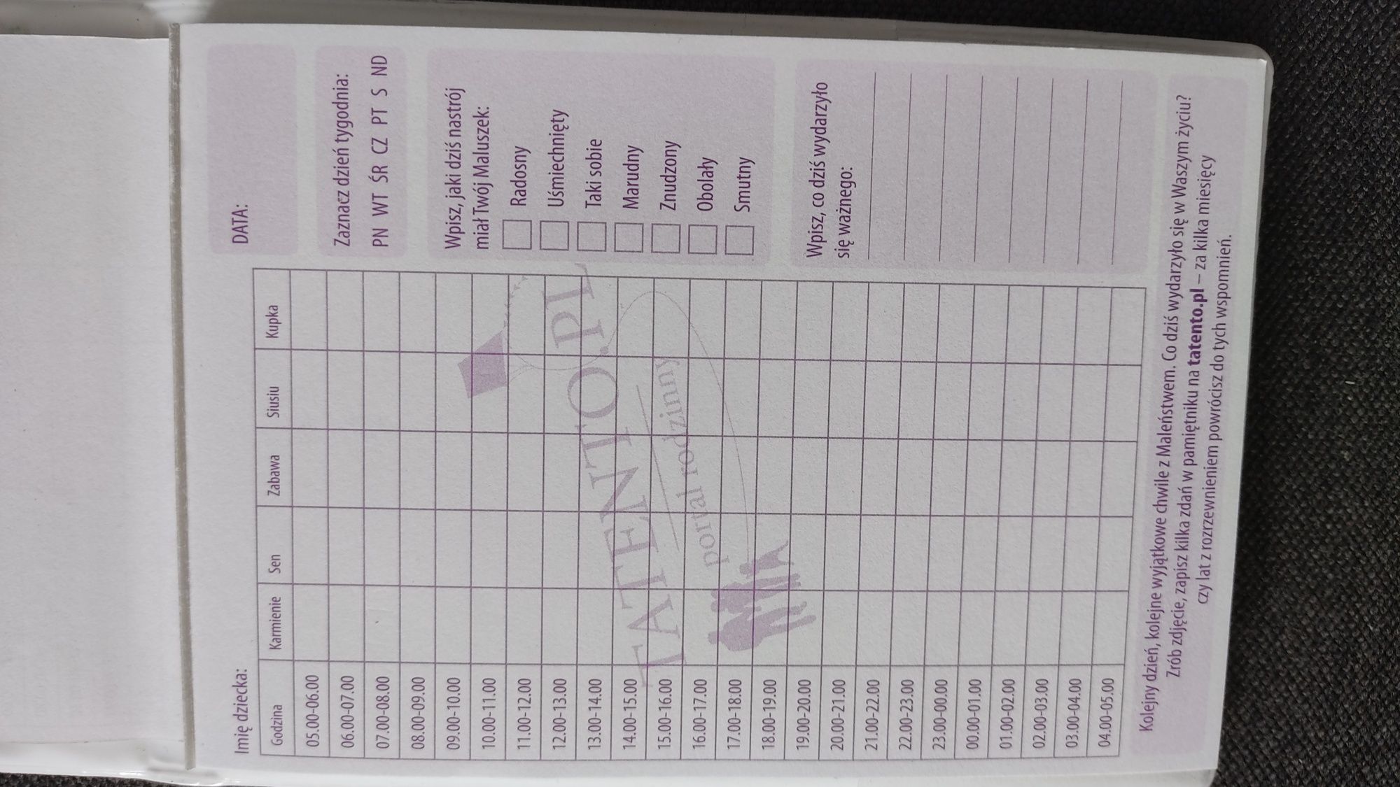 Indeks niemowlaka monitor karmienia snu zabawy nastroju