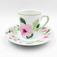 Filiżanka mała mokki espresso porcelana francuska kwiaty pastelowa róż